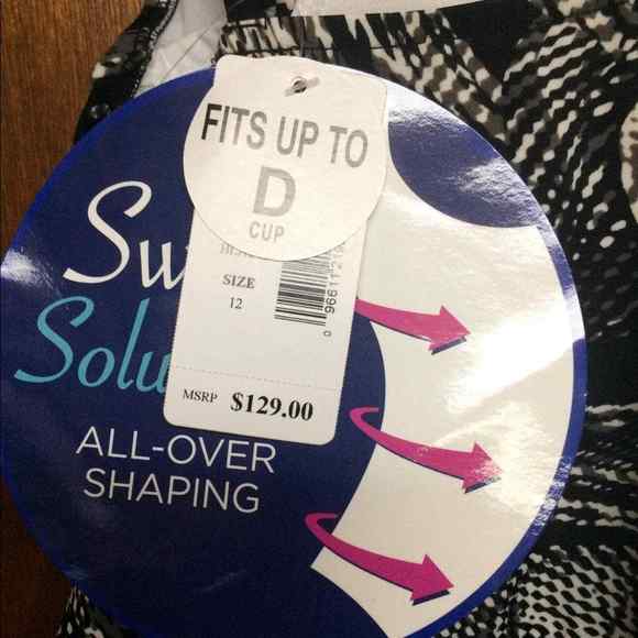 Swim Solutions Textured-Look Print Bathing Suit Size 12 NWT $129 - Picture 6 of 7